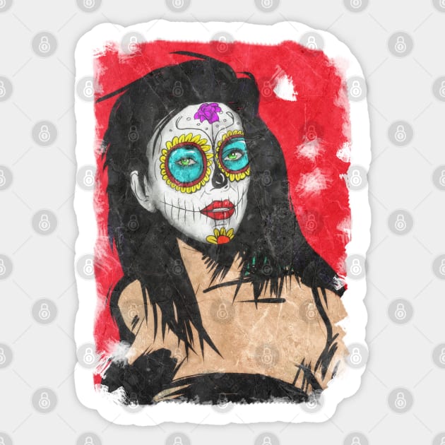 dia de los muertos  - Sugar skull Girl Sticker by silentrob668